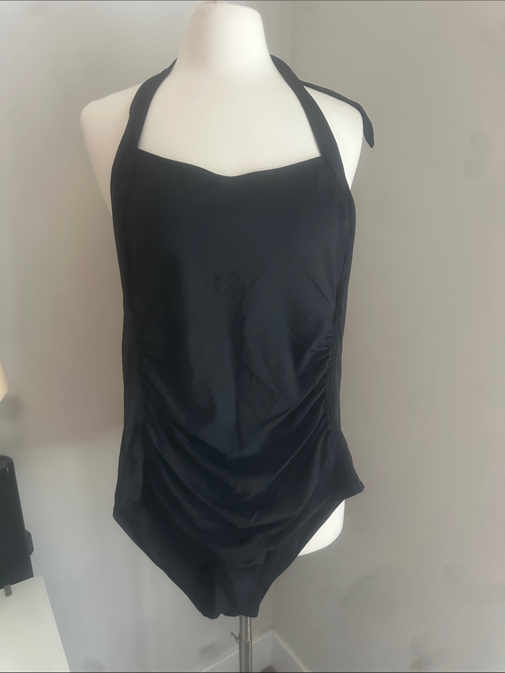 Classic Black Halter One-Piece Swimsuit